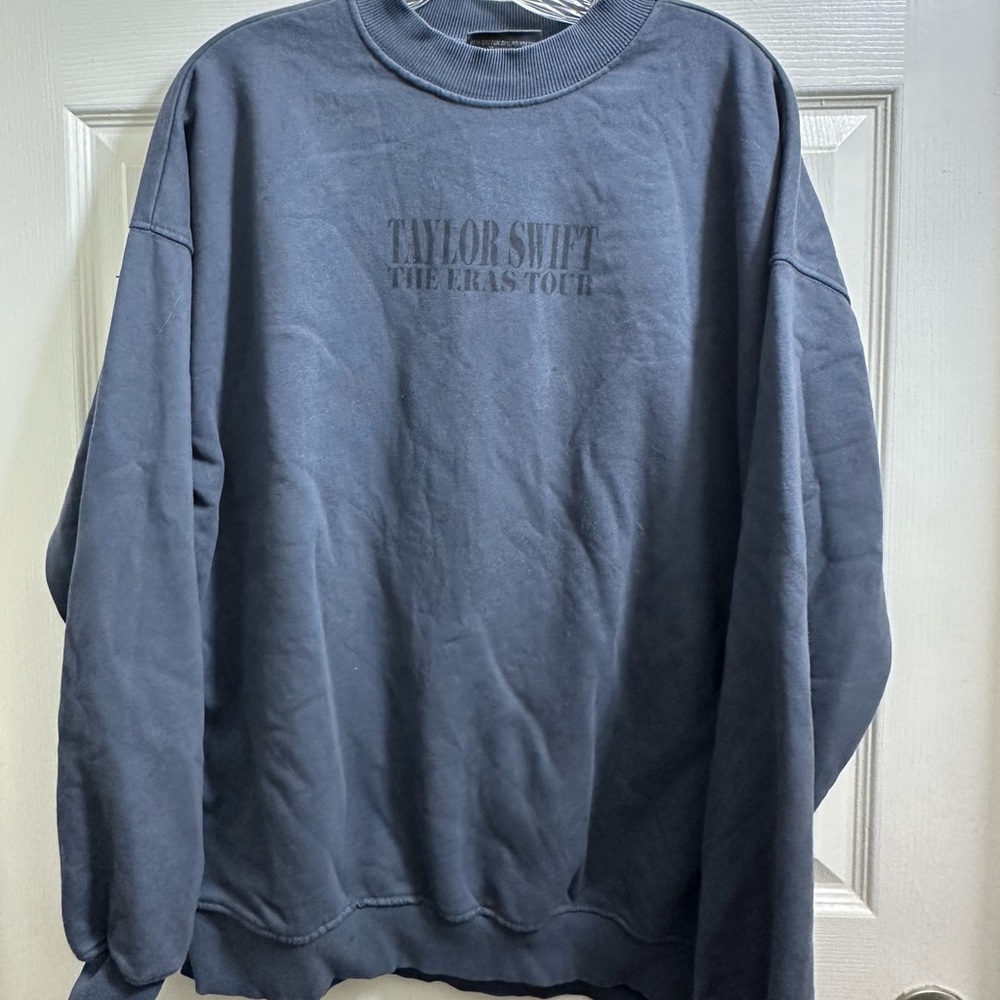 Taylor Swift Official Eras Tour Blue Crewneck Sweatshirt Small